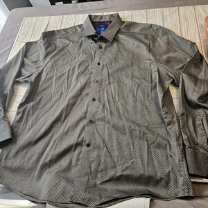 Egara Shirt Mens 2XL Long‎ Sleeve Button Up Non-iron Gray Geometric
